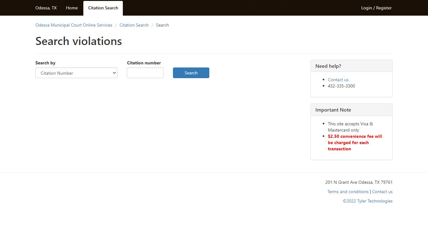 Search - Search violations - Citation Search - Odessa ...