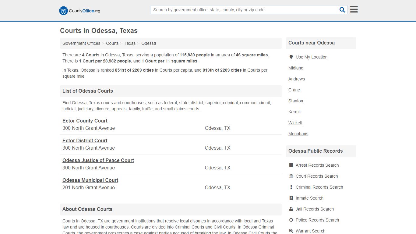 Courts - Odessa, TX (Court Records & Calendars)