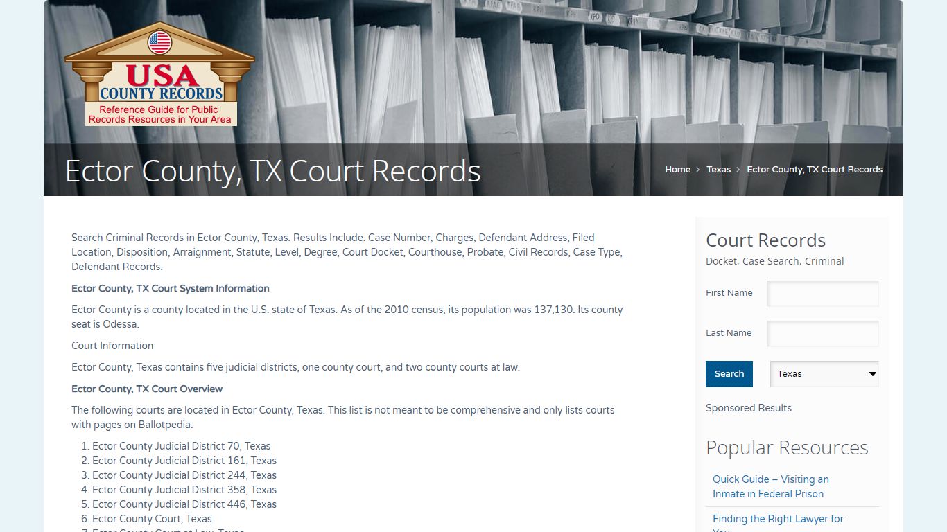 Ector County, TX Court Records | Name Search